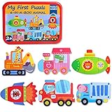 RaiFu ジグソーパズル 子供 ジグソーパズル 漫画 3D パズル + メタル アイアン ボックス 3D 木製 パズル 教育 　おもちゃ　子供　木のおもちゃ トラフィックB