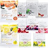 チアシード蒟蒻ゼリー 全種類食べ比べ 10種アソートセット(温州みかん味 日向夏味 シャインマスカット味 瀬戸内レモン味 ぶどう味 もも味 りんご味 カムカム味 カシス味 ライチ味)計10袋セット 1袋10粒入り