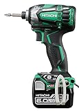 日立工機 14.4V コードレスインパクトドライバ 充電式 6.0Ahリチウムイオン電池1個仕様 急速充電器 ケース付 グリーン WH14DDL2(LYCK)(L)
