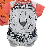 赤ちゃんの服半袖動物猫ライオントライアングルロンパー新生児の赤ちゃんの男の子の夏の服Roupa De Bebe：灰色のライオン、18M