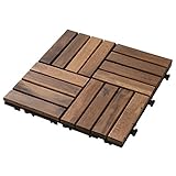 山善(YAMAZEN) 天然木ジョイントタイル(10枚組) ブラウン KAJT-16(BR)10P