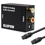 Blupow DACデジタル(光＆同軸)→アナログ(RCA) オーディオ変換器 変換コネクター オーディオコンバーター 光デジタル アナログ 変換器 同軸 変換 Digital to Analog Converter 光ファイバーケーブル付き