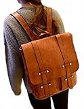 レディース アンティーク 風 レザー リュック トート バッグ 2way 大容量 通勤 通学 (ライトブラウン)