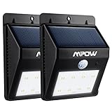 Mpow 8LED ソーラーライト センサーライト 外灯 門扉用ライト ワイヤレス人感センサー 夜間自動点灯 軒先/庭/ガーデン/庭先/玄関周りなど対応 防犯用(二点セット）