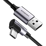 UGREEN USB Type C ケーブル L字ナイロン編み 3A急速充電 Quick Charge 3.0/2.0対応 56Kレジスタ実装 Xperia XZ XZ2、 S9 S8、Huawei P9 Mate 9、LG G5 G6 V20等対応