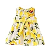 Dizoon 春夏 子供 ベビー キッズ 女の子 ワンピース ドレス デニムスカート ストライプ 可愛い服 イエロー 花柄 80 85 90 100cm 6-36ヶ月