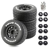 Chanmoo 113mmタイヤ 1/8 1/10 ショートコーストラックホイールタイヤ 12mm 14mm 17mm 六角 1/8 1/10スケール RCオンロードカー HSP Sonic 94102 GT LC RACING PTG-2 タミヤ TT02 (ブラックA)