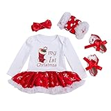 Zhhlinyuan 良質 Infant Girls Long sleeves Cotton Bodysuits 4 pieces Cute 赤ちゃん Christmas Romper Clothin