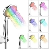 ROMER浴室シャワーヘッド、マルチカラーRGB自動ジャンプLEDライトシャワーヘッド、7色水グローライトシャワーヘッド