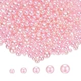 PATIKIL 穴なしパール ビーズ 3 mm 4mm 5mm 6mm 8mm 約1000個 プラスチック模造真珠 アクセサリーパーツ アートクラフト 宝石メイキング ネイル ネックレス 手芸 DIY用 ライトピンク