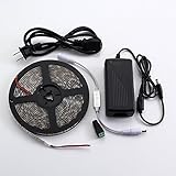 Flexible LED Strip Lights Kit 3000K Warm White 16.4ft/5m 300 Units SMD 5050 LEDs IP65 Waterproof + 3