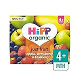 純粋に果実のリンゴ、イチゴ＆ブルーベリー4×100グラム (Hipp Organic) (x 6) - HiPP Organic Purely Fruits Apple, Strawberry & B