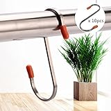 丈夫なメタルフラットS型吊りフックステンレス鋼Sフック、pretihom Hangers forキッチン、バスルーム、ベッドルーム、オフィス( 10個+フリーボックス)
