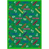 Joy Carpets Playful Patterns Children's Crayons Area Rug Blue 10'9 x 13'2 [並行輸入品]