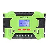 Anself 10A/20A 12V 24V LCD ソーラー充電コントローラ パネルバッテリーレギュレータ 自動過負荷保護 温度補償 デュアルUSB＆DCスイッチ