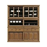 【設置無料】食器棚 完成品 幅170cm 引き戸 ソフトブラウン 国産品 日本製