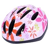 キッズヘルメット ヘルメット 自転車 子供用 ジュニア 自転車用品 軽量 通勤通学 45-56cm ダイヤル調整　キッズ/ジュニア/こども用/通園/入園祝い ピンク＆花2