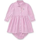 Ralph Lauren(ラルフローレン) 鹿の子ストライプシャツワンピース(Pink) 24M(18-24ヶ月) [並行輸入品]