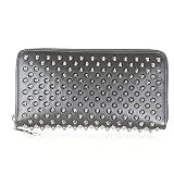 (クリスチャンルブタン)Christian Louboutin 【PANETTONE WALLET】スタッズ装飾ラウンドジップレザー財布(ブラック×シルバー) 中古