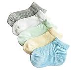 Ainial　ソックス　キッズ　ベビー　男の子　女の子　春夏　メッシュ　通気性抜群　赤ちゃん　新生児 キッズ　子供靴下　綿　柔らかい　可愛い　5色5足セット　0-6歳