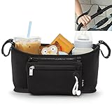 P-helix ベビーカー 小物入れ ホルダー フック 多機能 収納 安全リストバンド付き （ブラック）