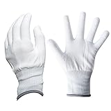 ehdisナイロンホワイト作業手袋伸縮性フルフィンガー労働手袋アンチ静的ノンスリップ手袋for、カークリーニング、家庭用洗濯クリーニングKeeper 1 Pair ホワイト