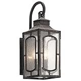 Kichler Lighting 49930 WZCベイ村 – 2ライト小さな風化アウトドア壁ランタン、亜鉛Finish withシードクリアガラス