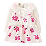 【SEBLES】ベビー服 女の子 女子 ワンピース ドレス フリル 花 フラワー 長袖 お洒落 可愛い フリフリ ミニスカート スカート 0歳 1歳 2歳(ホワイト,80cm)