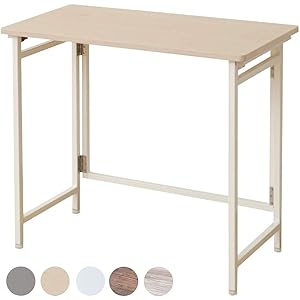 [山善] 折りたたみ デスク 幅80×奥行40×高さ70cm コンパクト アジャスター付き 傷がつきにくい 完成品 ナチュラルメイプル/アイボリー PST-8040(NM/IV) 在宅勤務