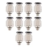 Lovoski 10PCS　ブラス＆プラスチック製　M5 BSPスレッド空気圧継手　ストレートコネクタ　チューブ　外径4mm