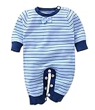 EOZY ベビー ロンパース カバーオール ベビー服 長袖 柔らかい リボン飾り ボーダー柄 男の子 出産祝い クルーネック 赤ちゃん 秋冬 66 A