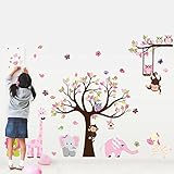 Brandream Cute Kids Rooms Wall Sticker Cartoon Owls Lion Elephant Giraffe Wall Decals Nursery Wall S