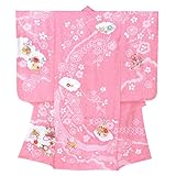 七五三 7歳 着物 女の子本絞り柄・刺繍入りのお祝い着 正絹「ピンク 鈴に牡丹」SKE542