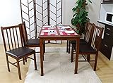 ダイニングテーブルセット 4人用 木製 食卓 (ブラウン)