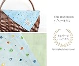 【やわらか4重ガーゼの　かさばらないバスタオル】たっぷり吸水・すぐ乾く☆毎日のお洗濯の負担を軽減♪普段使いから持ち運びも　収納も場所をとらず省スペース♪　【日本製】　ファムベリー (ブルーきのこ)