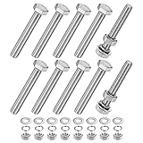 M METERXITY 10セット 六角ボルト M10 ボルト M10×70mm ナット ロックワッシャー 平座金 ステンレス 六角頭ネジ 全ねじ 耐久性 防錆 産業 部品 機械 シルバー