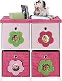 Altra Furniture 4-Bin Kids Storage Unit, Pink with Flower Theme [並行輸入品]