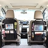 omorc車Backseat Organizer Ipadタブレットタッチスクリーンホルダー、マルチポケット付きボトル、ティッシュボックス、キッズ玩具ストレージand Great旅行キッズ、キックマッ