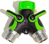 3/4 Inch Two-Way Hose Connector - Y-Valve - Large Valve Handles and Over-Size Coupling Head are Easy