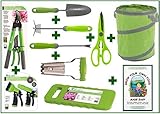 Summer Gardening Sale! Bloom Bright and Beautiful Garden Tool Set - 12 Pieces in Green [並行輸入品]