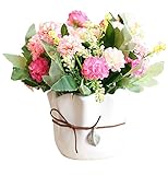装飾人工花植物ホワイトセラミックポット