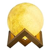 Night Light 3d印刷Moonランプ充電式Lunarナイトライト、調光機能付きタッチコントロール明るさ2つトーンホームデコレーションライトBaby Night Light with木製スタン