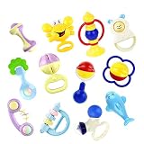 Coolplay Baby Rattle Teether Toyセット – 12個プラスチック手振るJingle Bellおもちゃfor赤ちゃん、幼児、新生児