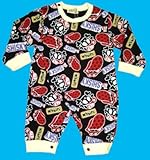 ストーンズ：ドクロ総柄　スウェットロンパース　クロ　70ｃｍ