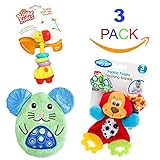 Baby Teething Variety Pack Bundle - NUK Teething Washcloth - Bright Starts Giraffe Teether - Playgro
