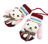 [赤]かわいいニットの赤ちゃん手袋子供暖かい冬の手袋