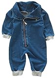 (コ-ランド) Co-land キッズ服 ロンパース ヒップホップ ベビー デニムパンツ 長袖 柔らかい オールインワン ジッパー