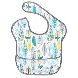 バンキンス 油が落ちるスタイ【日本正規品】スーパービブ 柔らかくて軽量 洗濯機で洗えてすぐ乾く お食事用防水ビブ 6~24ヶ月 Feathers(ホワイト) S-104