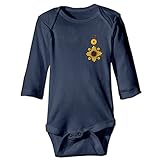 Sasa85 大勲位菊花章 正章 日本 最高勲章 イラスト 長袖ボディースーツ ベビー服 ロンパース プレゼント 面白い ライトブルー 6 M