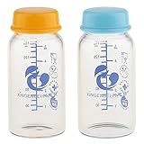 Lovoski 赤ちゃん　ガラス　ボトル　ミルクボトル　蓋付き　哺乳びん　150ml　2個 - イエローとブルー